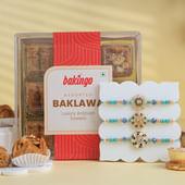 Ornate Rakhi Trio With Baklawa Box