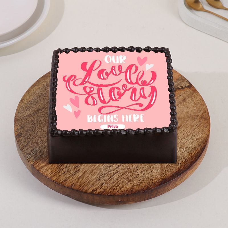 Our Love Story Choco Photo Cake