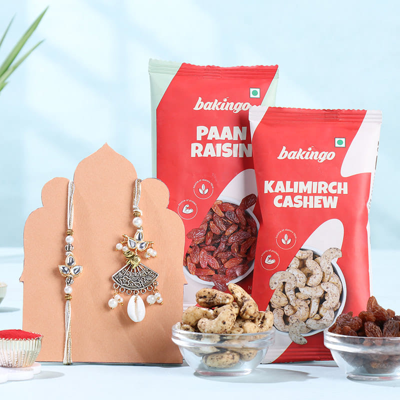 Oxidised Bhai Bhabhi Rakhi Set N Gourmet Dryfruits