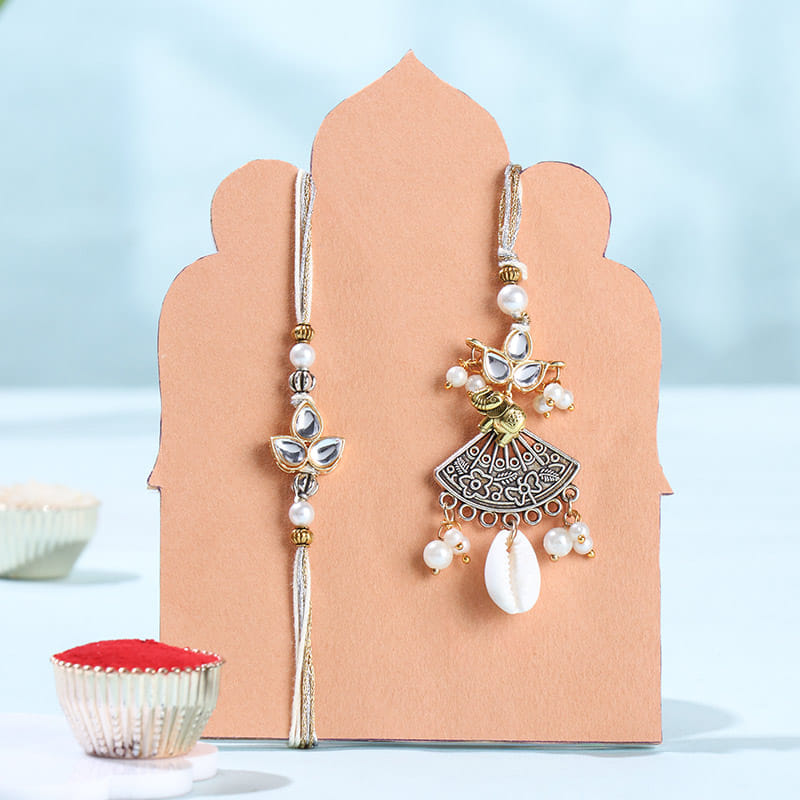 Oxidised Bhaiya Bhabhi Rakhi Set With Ferrero