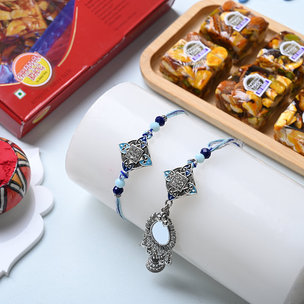 Oxidised Bhaiya Bhabhi Rakhi N Chhappan Bhog Nutberry