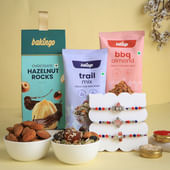 Oxidized Divine Rakhi Trio With Nuts N Chocolates