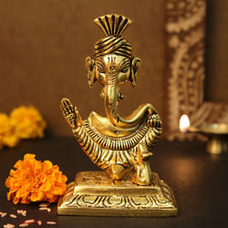 Metallic Pagdi Ganpati Statue