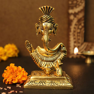 Metallic Pagdi Ganpati Statue