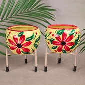 Buy Painted Floral Pots With Stand Online