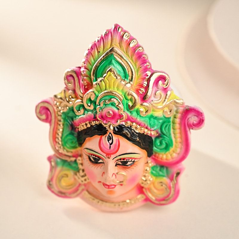  Painted Maa Durga Wall Hanging Mask