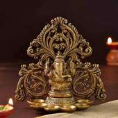 Panch Diya N Ganesha Brass Murti