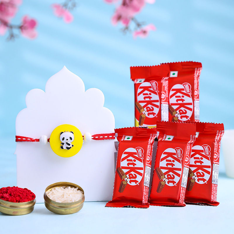 Panda Kids Rakhi With Five Kitkat Chocolates