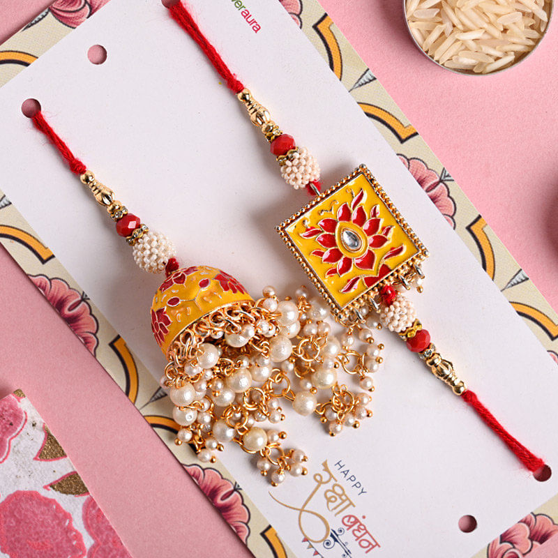 Send Panjeeri Ladoo With Chocolates N Couple Rakhi - Lumba Rakhi for Bhaiya bhabhi