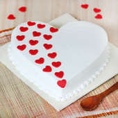 Heart Shaped Vanilla Cake With Hearts On It with Normal View