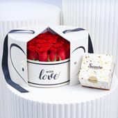 Passionate Love Red Roses With Chocolates