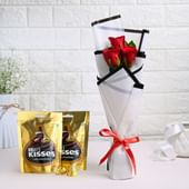 Passionate Red Roses With Tempting Chocolates