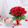 Passionate Vanilla Cake N Red Roses Combo