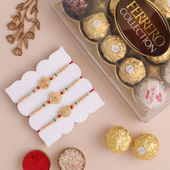 Pastel Beads N Pearl Rakhi Trio With Chocolates