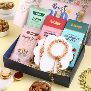 Pastel Bhai Bhabhi Rakhis N Gourmet Treats Hamper