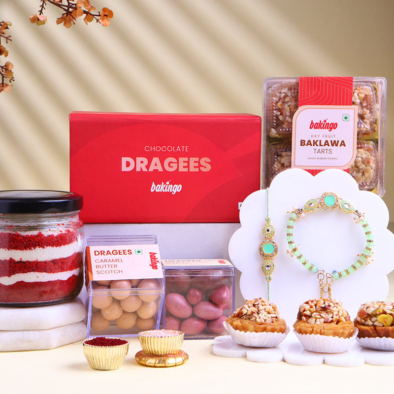 Pastel Bhai Bhabhi Rakhis N Sweet Munchies Hamper