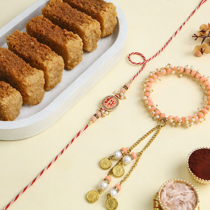 Pastel Bhaiya Bhabhi Rakhi With Milk Cake