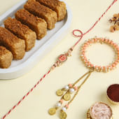 Pastel Bhaiya Bhabhi Rakhi With Milk Cake