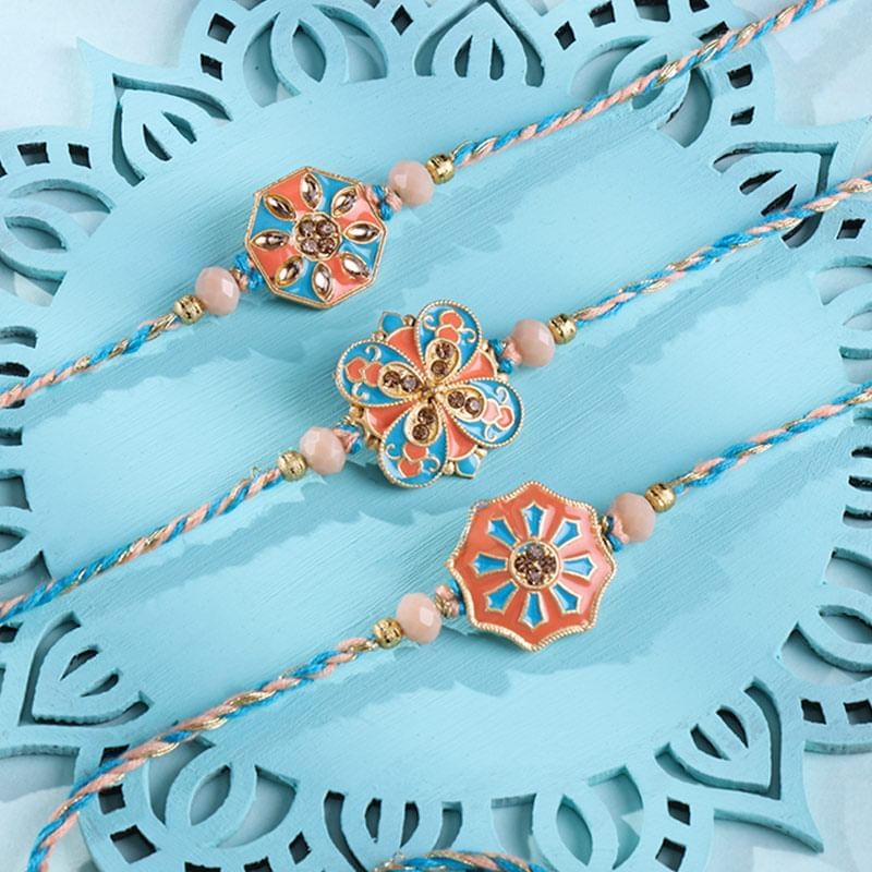 Pastel Bloom Rakhi Trio