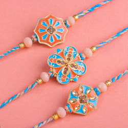 Pastel Bloom Rakhi Trio