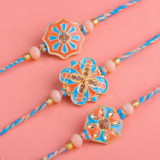 Pastel Bloom Rakhi Trio