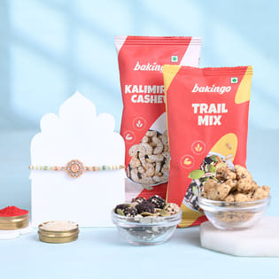 Pastel Designer Rakhi With Cashews N Trail Mix