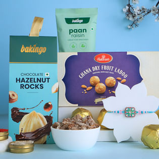 Pastel Designer Rakhi With Sweets Hamper