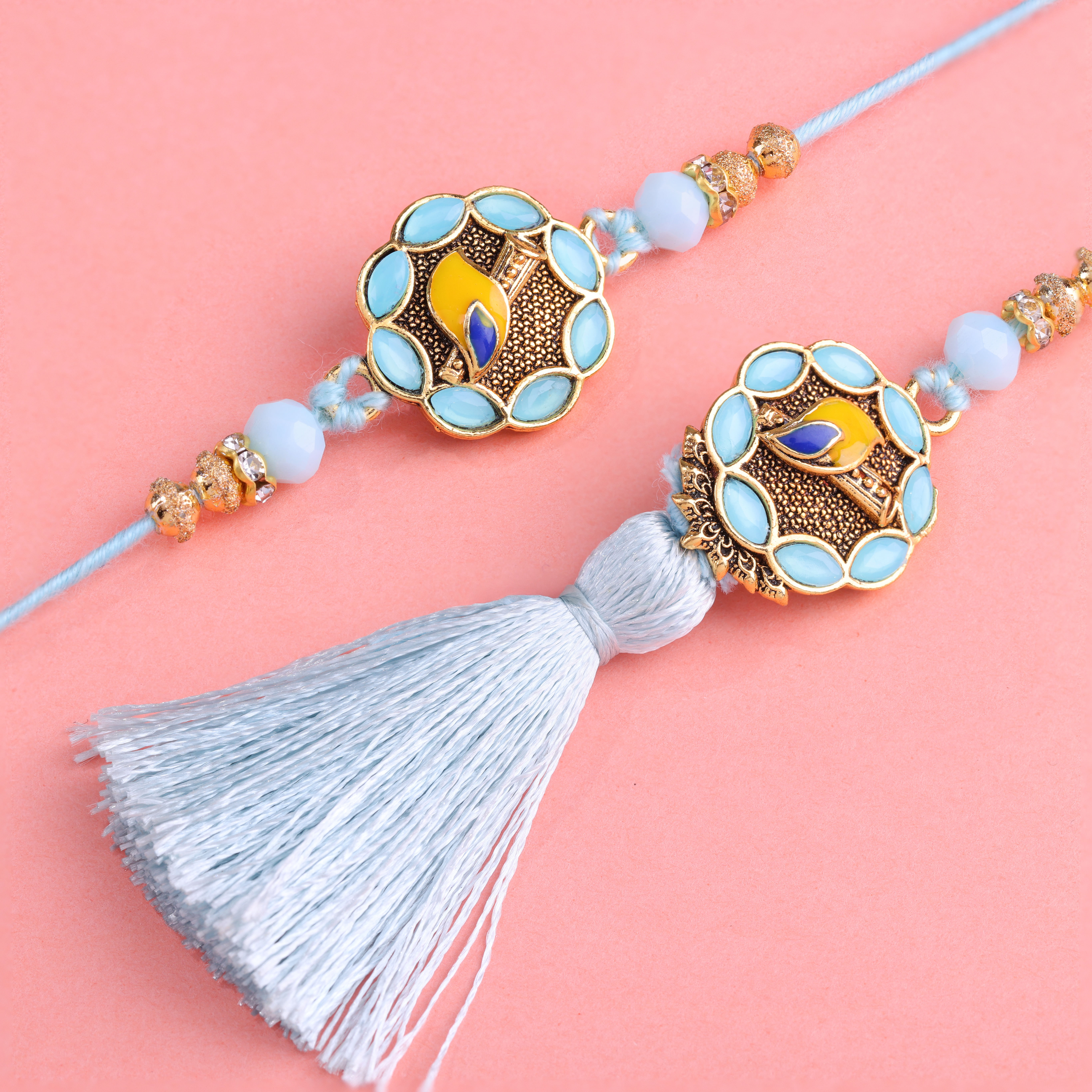 Pastel Festive Rakhi Set For Bhaiya Bhabhi-UAE