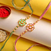 Send Set of 2 Pastel Floral Rakhi Online in India
