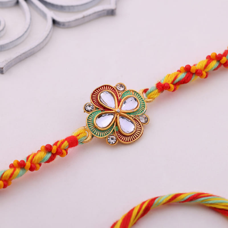 Pastel Floral Stone Rakhi
