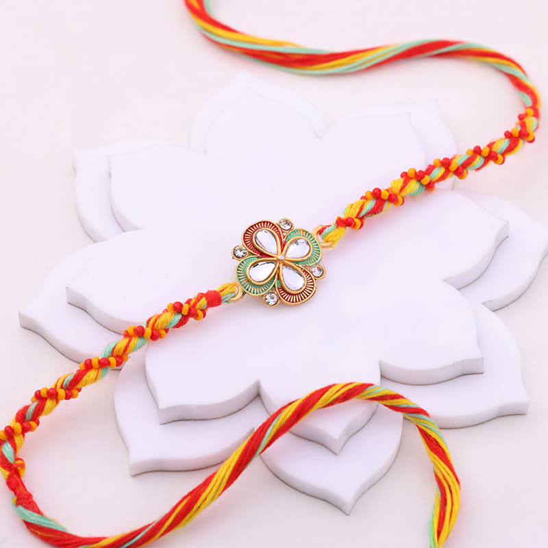 Set of 1 Pastel Floral Stone Rakhi