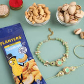 Pastel Green Bhaiya Bhabhi Rakhis With Nutty Duo