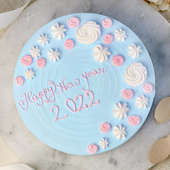 Top view of Pastel Hues New Year Cake
