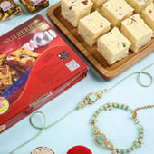 Pastel Pearls Bhai Bhabhi Rakhi With Sweets