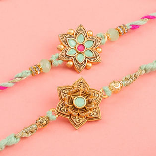 Pastel Petals Rakhi Duo