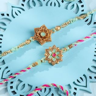 Pastel Petals Rakhi Duo-Overseas