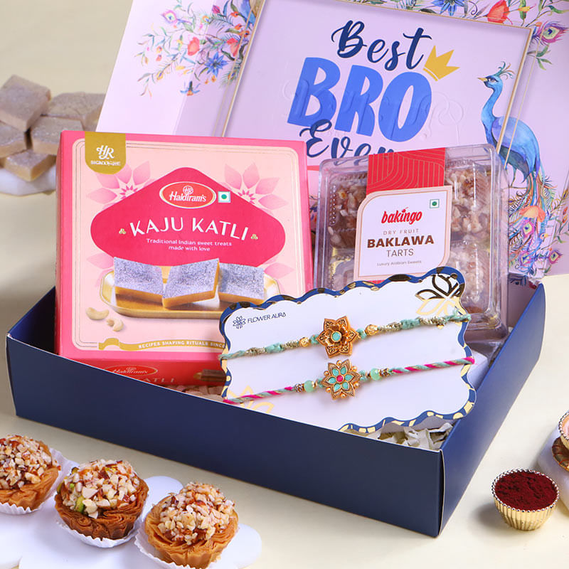 Pastel Rakhi Duo N Celebration Sweets Hamper