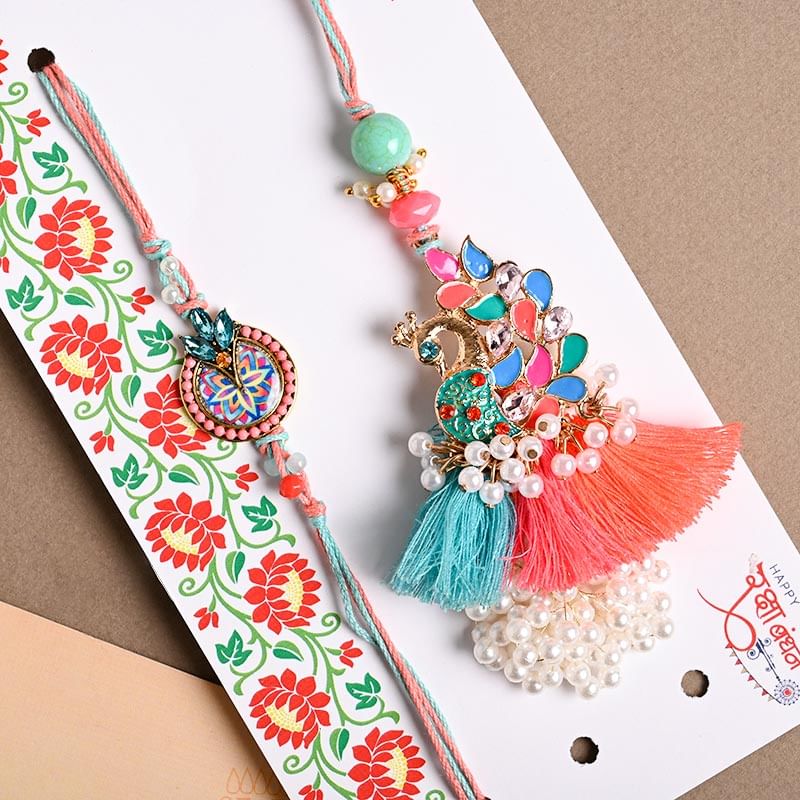 Send Lumba Rakhi online for Bhaiya bhabhi - Patisa With Thali N Couple Rakhi