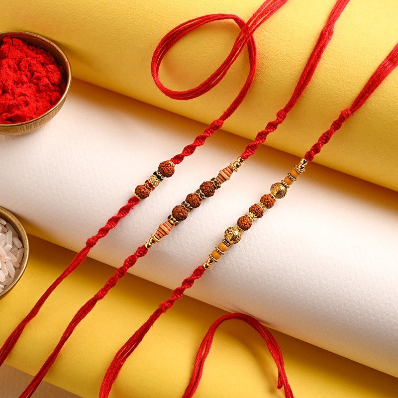 Set of 3 Rudraksha Rakhi to USA