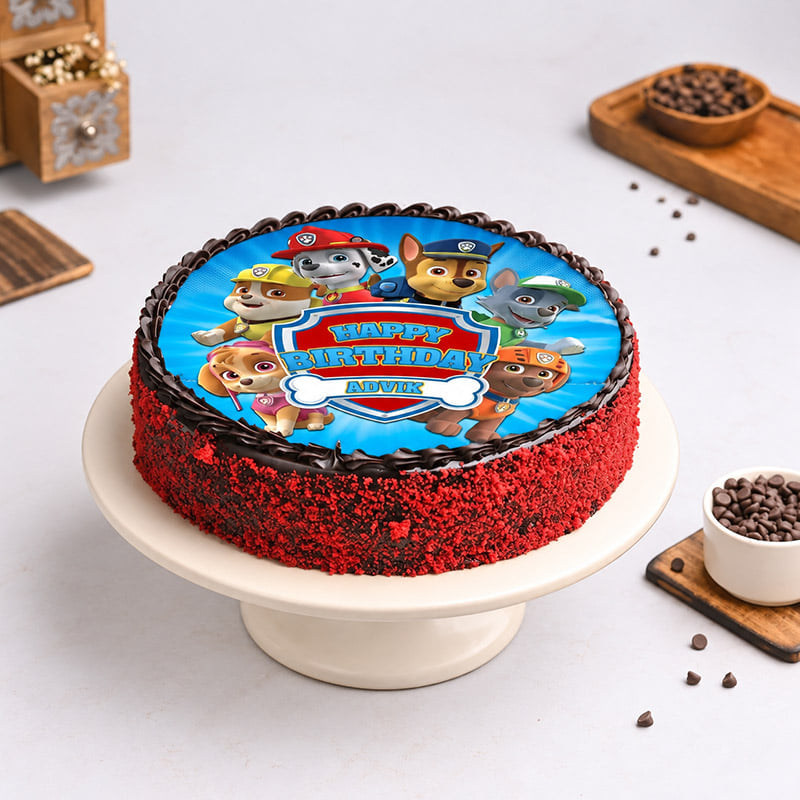 Paw Patrol Pups Red Velvet Birthday Cake