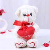 White Teddy With Heart (8 Inches)