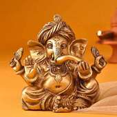 Peaceful Ganesha Brass Idol