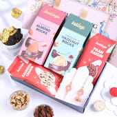 Peach Bhai Bhabhi Rakhi with Gourmet Treats
