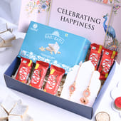 Peach Bloom Bhai Bhabhi Rakhi with Chocolates