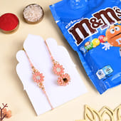 Peach Bloom Bhaiya Bhabhi Rakhis N Choco Candies