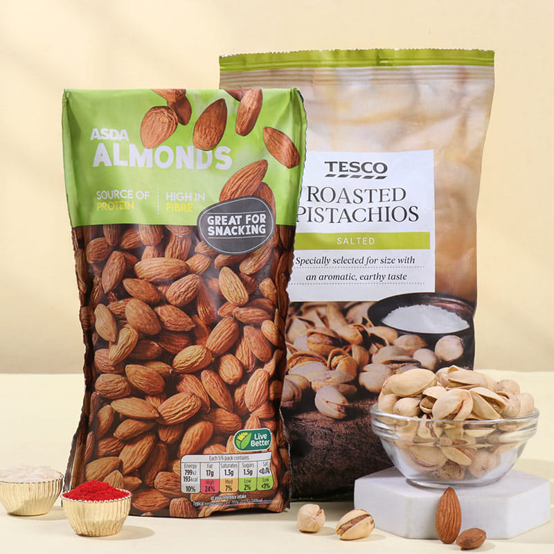 Peach Bloom Bhaiya Bhabhi Rakhis N Dry Fruits