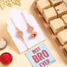 Peach Floral Bhai Bhabhi Rakhi With Soan Papdi
