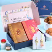 Peach Latkan Bhai Bhahi Rakhis With Festive Sweets