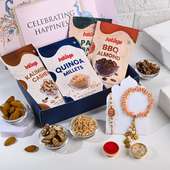 Peach Pearls Couple Rakhi With Flavoured Dry Fruits