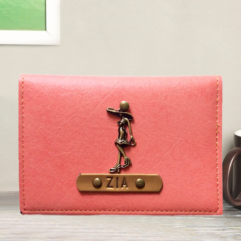 Fascinating Peach Personalized Folding Card Holder